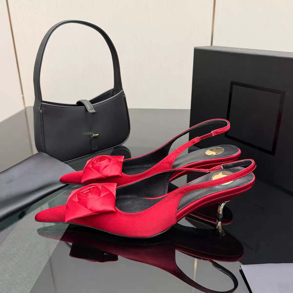 11AMsI 2025 New Rose Color Block Pointed Toe High Heel Women's Shoes Elegant Low-Cut Sandals