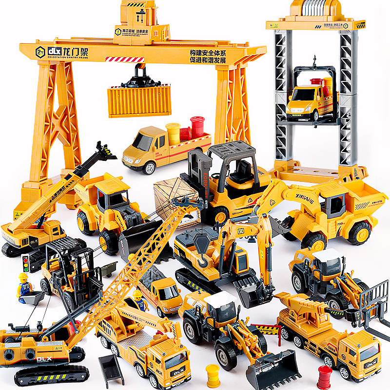 Engineering car toy set Gantry crane crane Tower crane model crane excavator boy toy car Delixin
