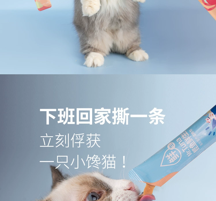 Miao Cai Tươi Mèo Dải Miao Gói Thức ăn Ướt Tươi Kitty Snack Thịt Bùn Mèo Con Dinh Dưỡng Làm Béo Tóc Đẹp 6 Gói * 15g - Đồ ăn nhẹ cho mèo