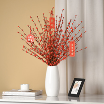 Red emulated silver willow branches Lunar New Years Spring Festival Flower Flower Flower Flower Flower Spring Festival Flowers Living Room Table Swing Piece