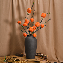 Emulated persimmon tree branches floor ceramic vases living room decoration retro Chinese style Joe relocating pieces Xuanguan flower arrangements dried flowers
