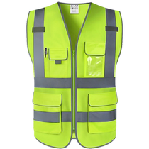 Beauty Amming Reflective Safety Vest Site Construction Waistcoat Traffic Leadership Multi-Pocket Workwear Reflective Clothing Custom