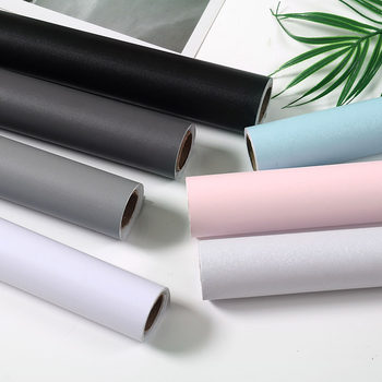 Thickened Solid Color Wallpaper, Plain Self-Adhesive Black and White Matte Boeing Film, Furniture Renovation Sticker, Textured Waterproof Sticker