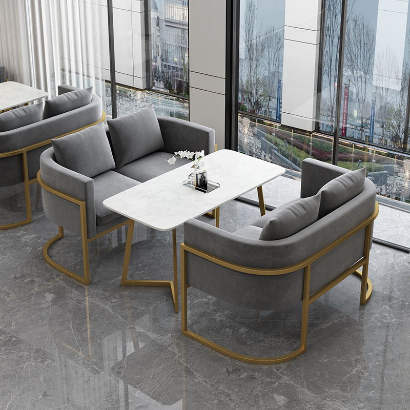 Nordic Café Double Cassette Sofa Casual Modern Light Lavish Sample House Display Centre Hotel in talks to receive table and chairs portfolio