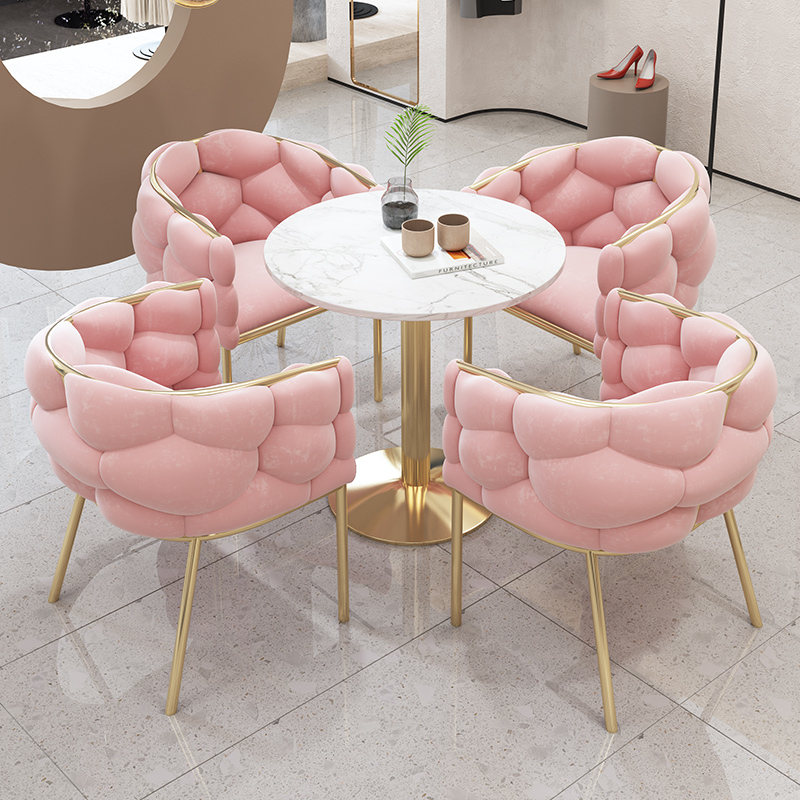 Nordic Light Lavish Beauty Salon Talks Table And Chairs Combined Casual Photo Gallery Clothing Sweet Milk Tea Shop Reception One Table Four Chairs