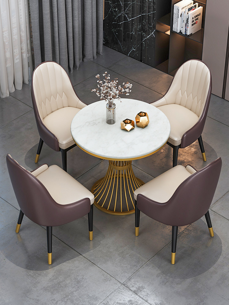 Nordic light luxury negotiation reception table and chair combination Simple modern sample house display center Hotel meeting talk single table and four chairs