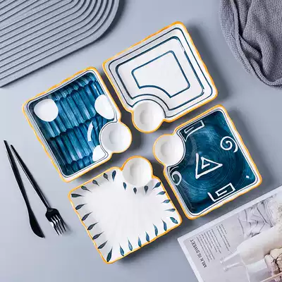 Dumpling plate Japanese household Korean eating dumpling plate plate high-end creative net red Nordic personality