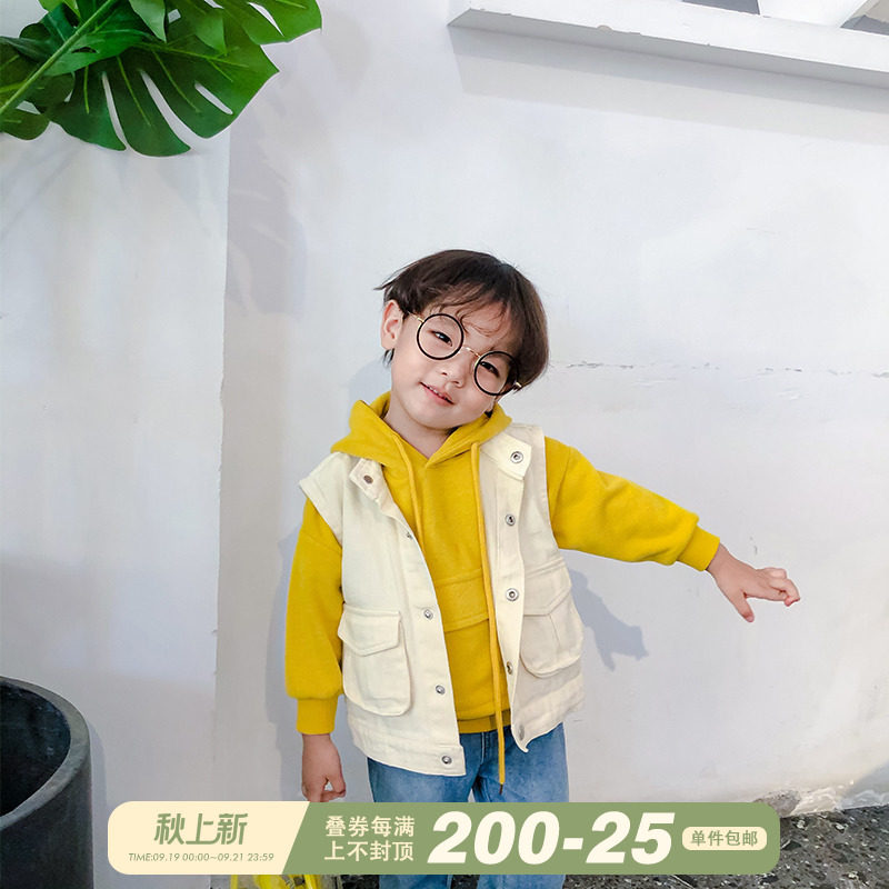 2021 autumn new Korean version of the children's denim vest boys baby casual sleeveless vest children's top