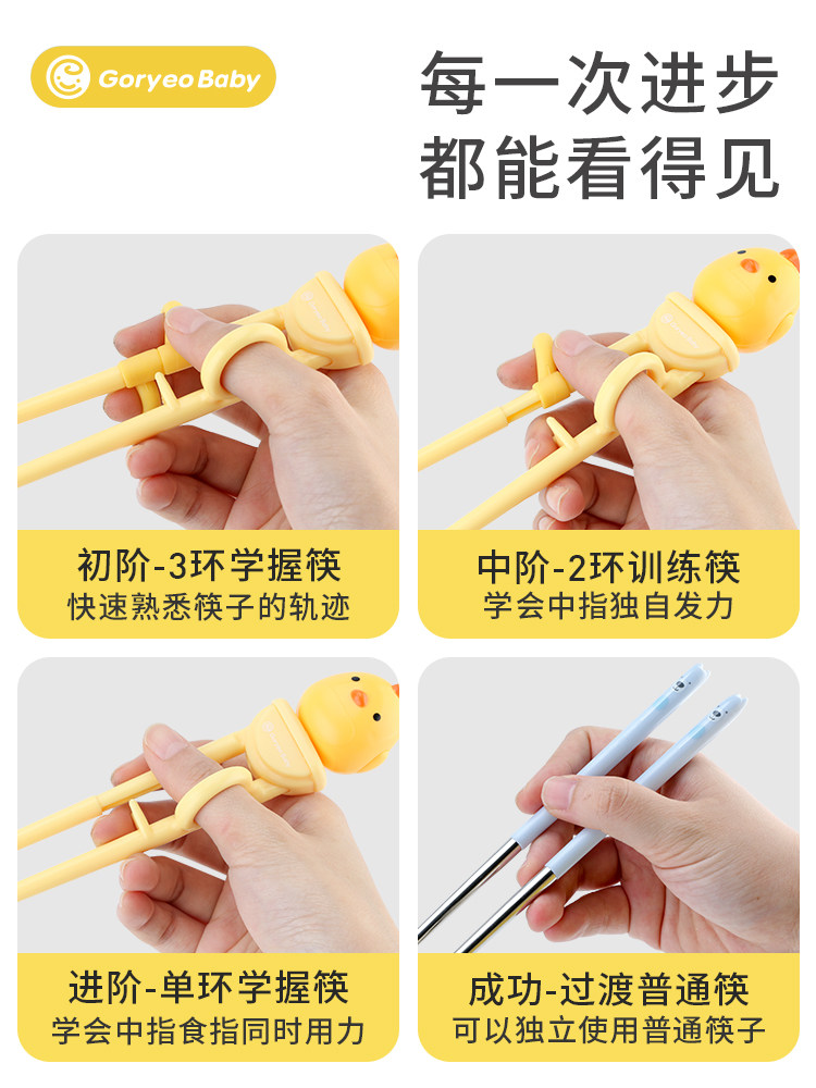 Goryeobaby Children's Training Chopsticks for 2-3-6 Year Old Babies, Special Learning Aid Practice Tableware