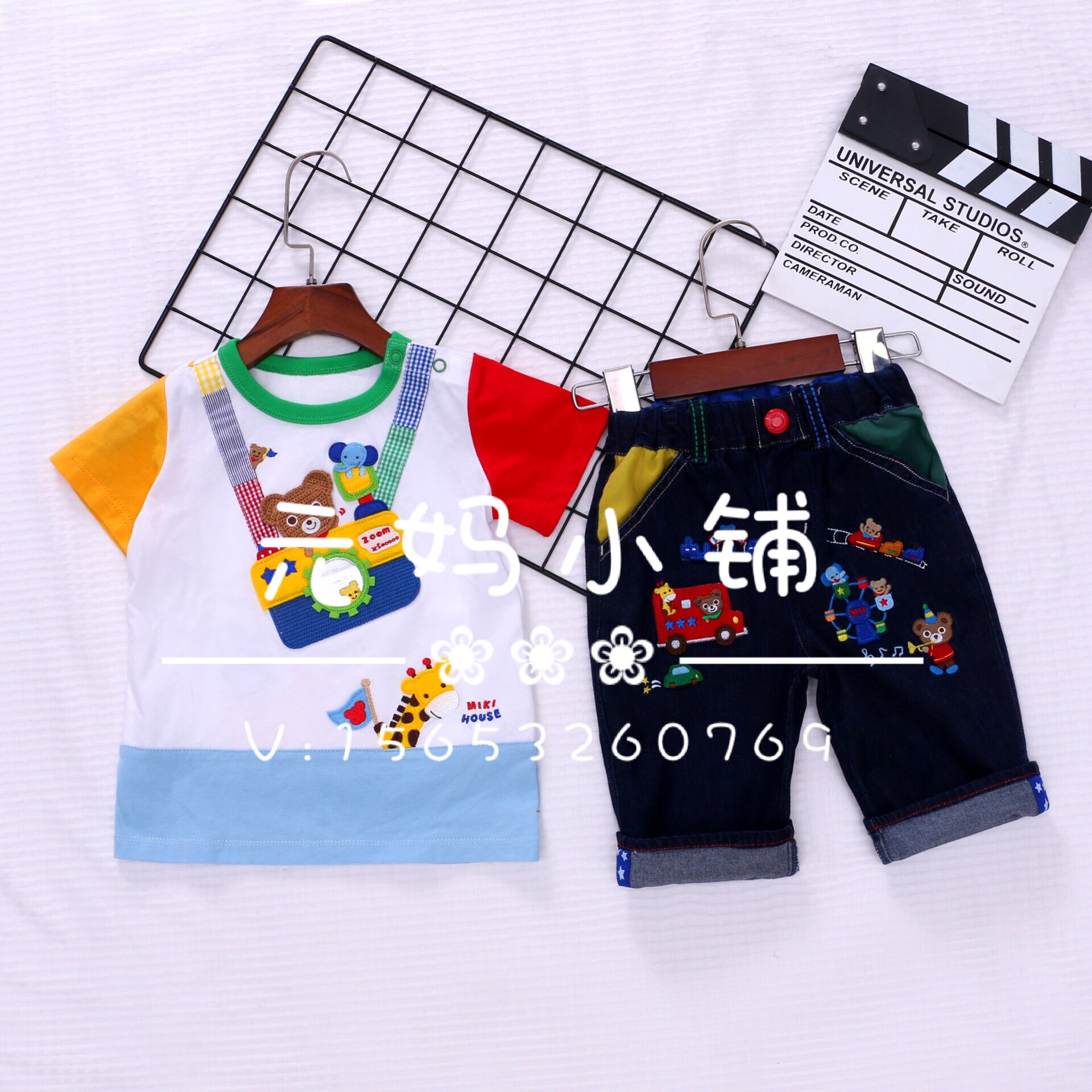 Popular models recommended 20 years new summer children's clothing camera embroidery short-sleeved amusement park shorts spot Yuanmajia