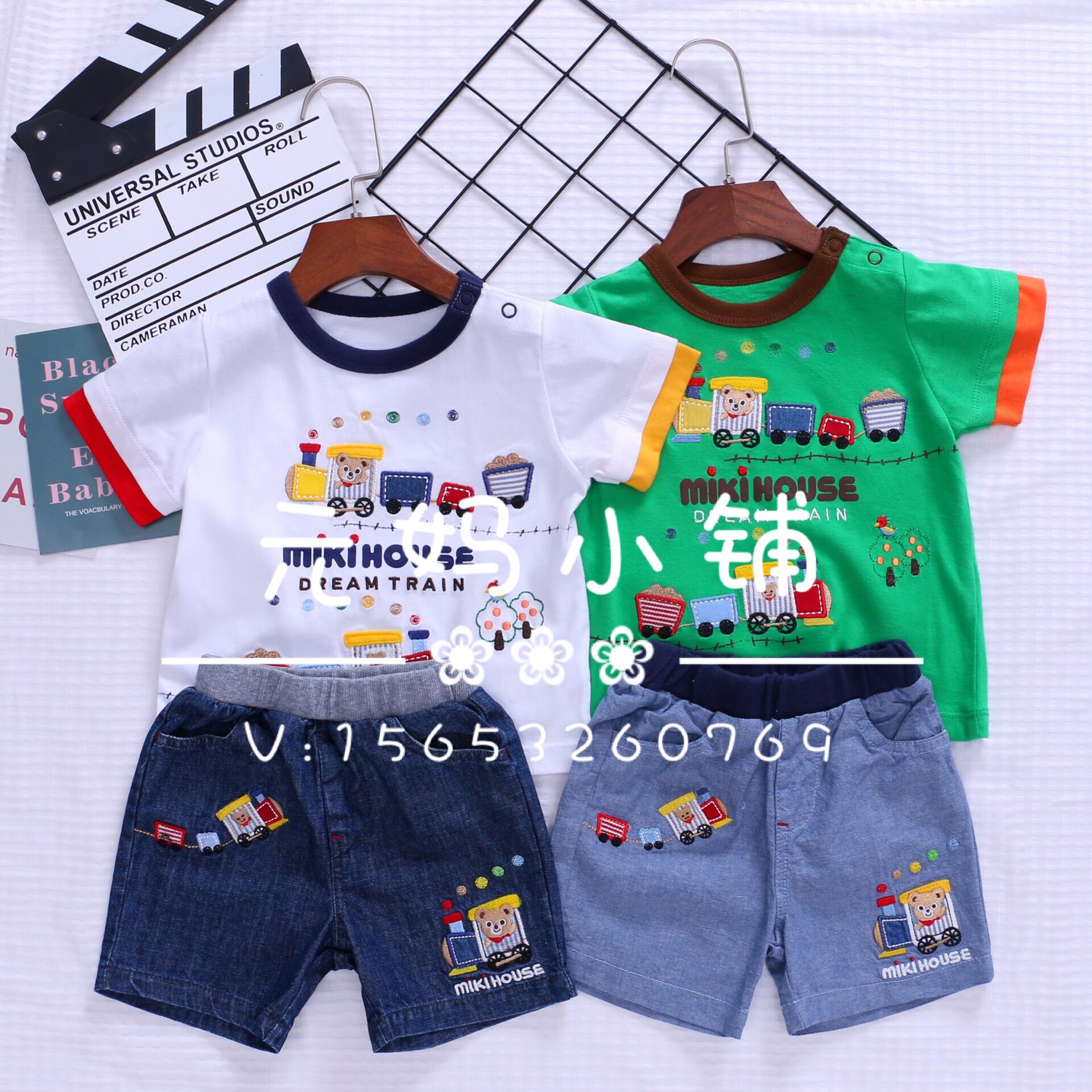 Full cotton fabric * suit recommended 20 years new summer style children clothing small train embroidered pure cotton short sleeve shorts
