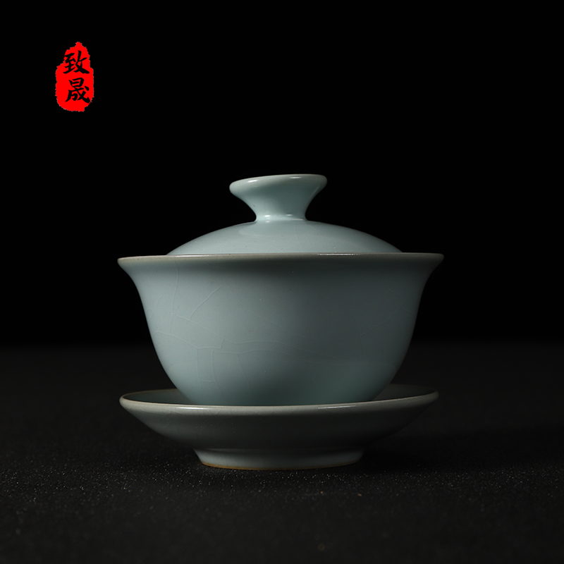 Zhisheng Ruyi Gaiwan Kung Fu tea set Home office three-year-old Gaiwan Large tea bowl Cup Tea cup Toast tea bowl