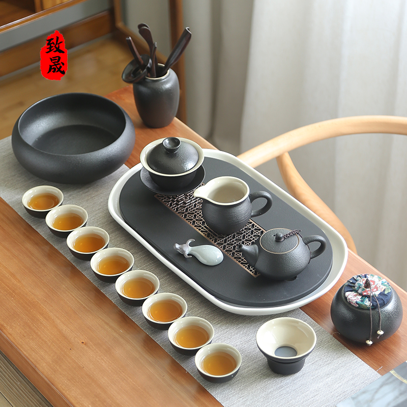 Whole set of tea set group Home Ceramics Black Pottery Kutifu Tea Teapot Tea Tea Tea Tea Tray Tetea Tray Tea Table