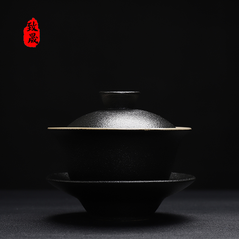 Zhisheng Ceramics Cover Bowl Day Style Qigong Tea Furniture Home Office Three Talents Cover Bowl Tea Tea Master Tea Cup Venerable Tea Bowl