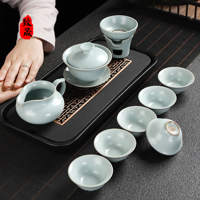 Zhisheng Ruyi Gaiwan set Kung Fu tea set Household simple office gift Three-year-old Gaiwan Teacup