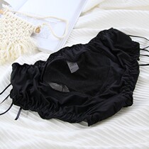 Unisex underwear Japanese thin style fungus edge hollow love ice silk underwear solid color ribbon mid-waist briefs