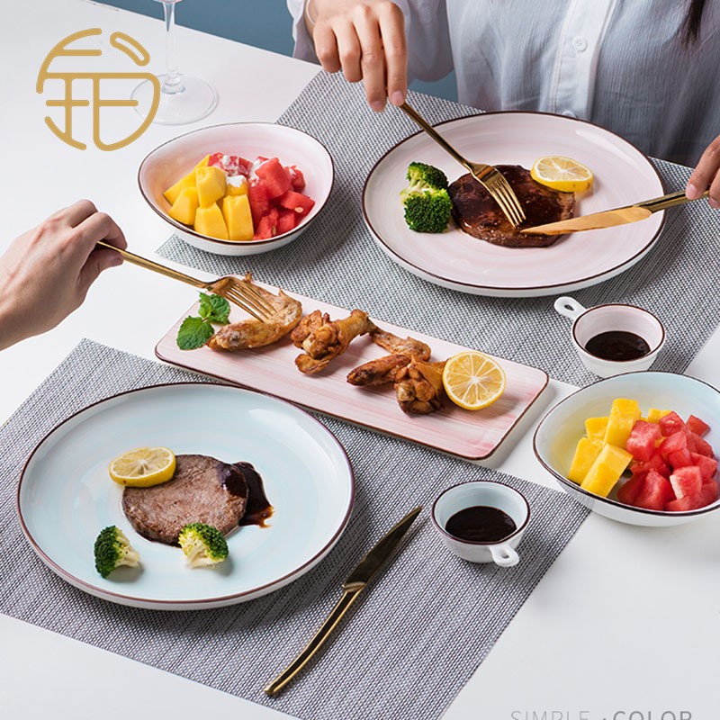 Platinum-Dining Cutlery Cutlery Lovers Home Cozy Ceramic Dishes Breakfast Tray Mesh Red Steak Candlelight Dinner Exclusive