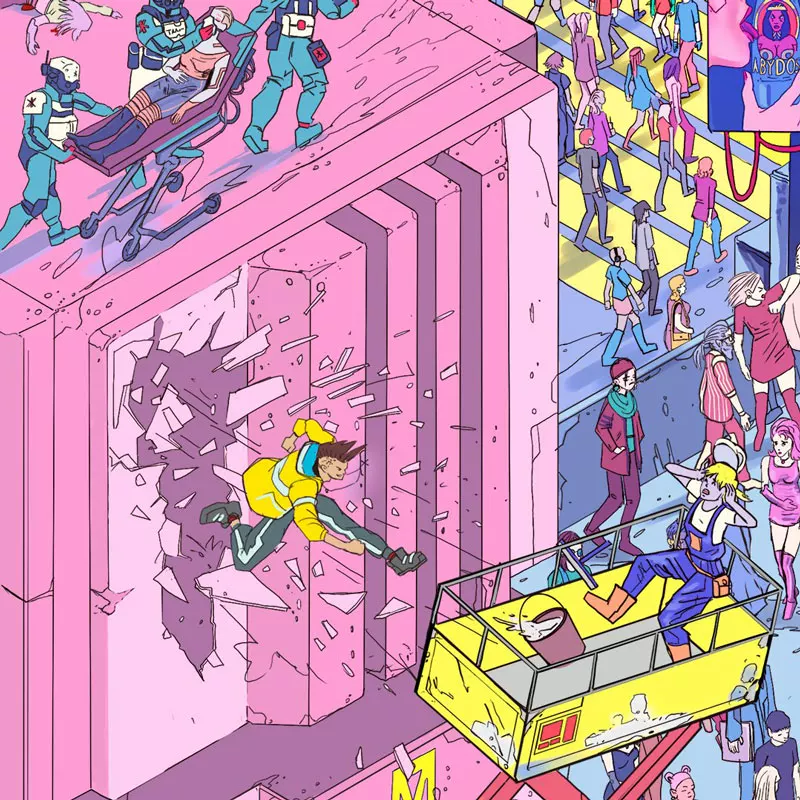 Постер игры Cyberpunk 2077, киберпанк, 2D научно-фантастический город будущего, настенная картина, развешиваемая