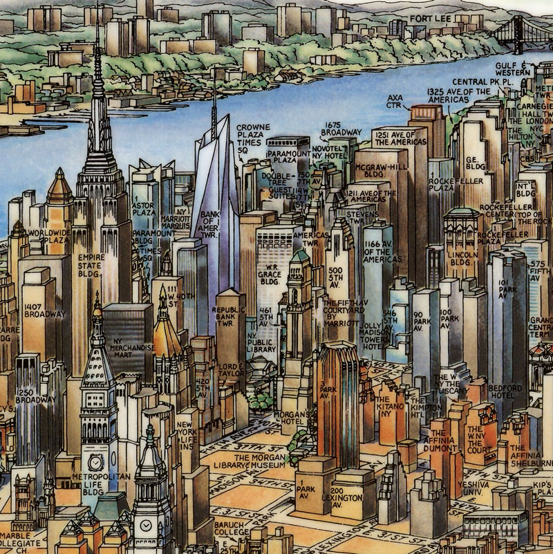 纽约曼哈顿鸟瞰地图 Manhattan,New York-Unique Media