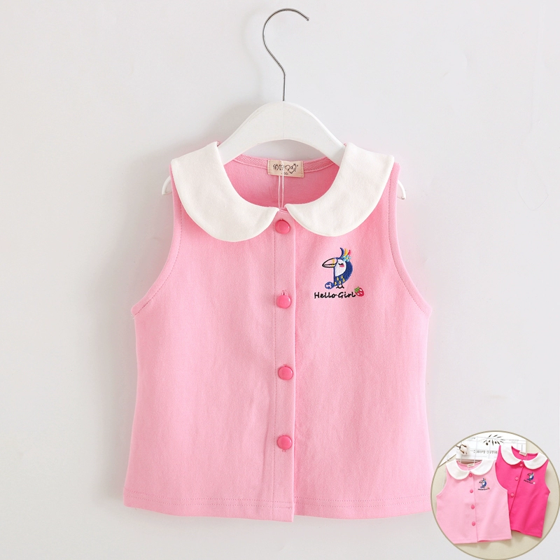 Áo vest cho bé gái mùa xuân 2020 mới giản dị Hàn Quốc vest trẻ em mùa xuân và mùa thu ve áo cardigan trẻ em áo vest cotton - Áo ghi lê