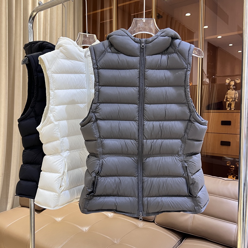 Korean Style 90% White Duck down Short Vest with Hood, Slim Fit, Lightweight and Warm Jacket