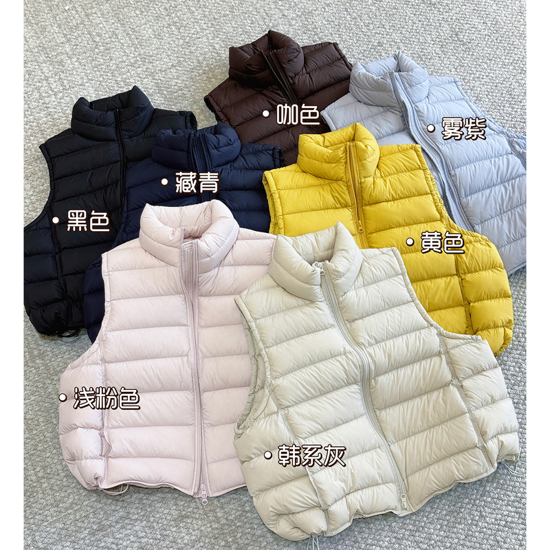 Genuine Samsung Comfortable down Vest 90% White Duck down 2026 Stand Collar Puff Ribbed Sleeveless Vest for Women