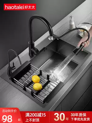 German vegetable wash basin single sink sink sink kitchen nano sink 304 stainless steel sink three holes