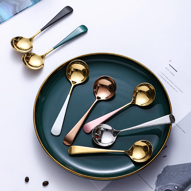 304 stainless steel spoon home creative cute long handle small rice spoon Korean baby children eating spoon spoon