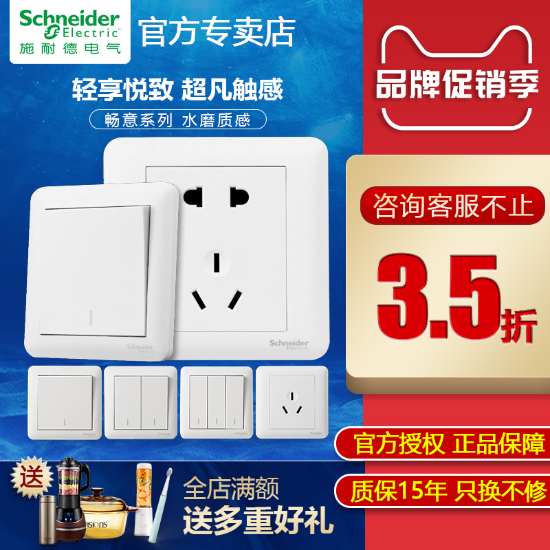 Schneider Switch Socket Brisk White Frosted White Five Holes With USB 86 Type Home Wall 23 Socket Switch