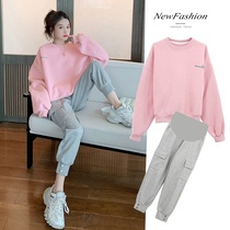 Pregnant Woman Spring Clothing Suit Going Out of Chaoma Fashion Nets Red Autumn Winter Style new loose clothing Conspiculy Short Subspring