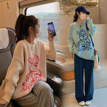 Pregnant woman autumn and winter money out of fashion online red pregnant women suit Chauma Loose Explicit Lean Autumn Clothing Sweater Spring Autumn Season Blouse