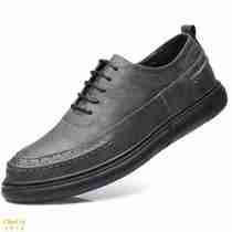 Business dress gray Korean leather shoes men wild British young students low-top lace-up casual shoes tide