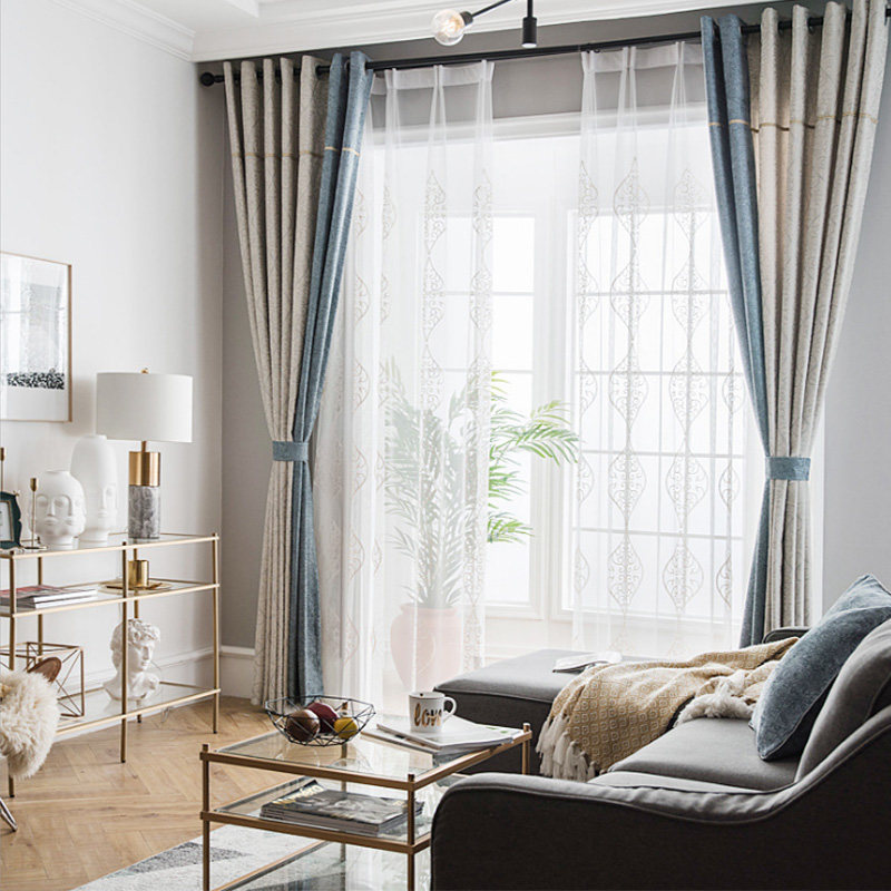 Full house Custom door-to-door installation European style modern Nordic Snow Neal splicing shading window fabric Jacquard Windproof