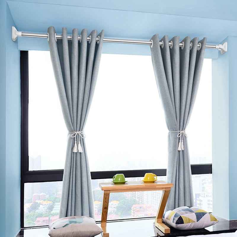 Non-perforated telescopic rod Curtain set installation bedroom simple extension multi-function curtain rod Roman rod single rod