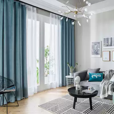 Curtain living room chenille double-sided finished high-grade atmosphere New Nordic luxury hook type dark high-end thick