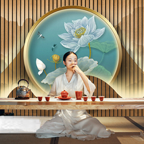 Customized bamboo wood fiber integrated wall panel 3D TV background wall painting tea room quick fit plate protection wall panel decoration background wall