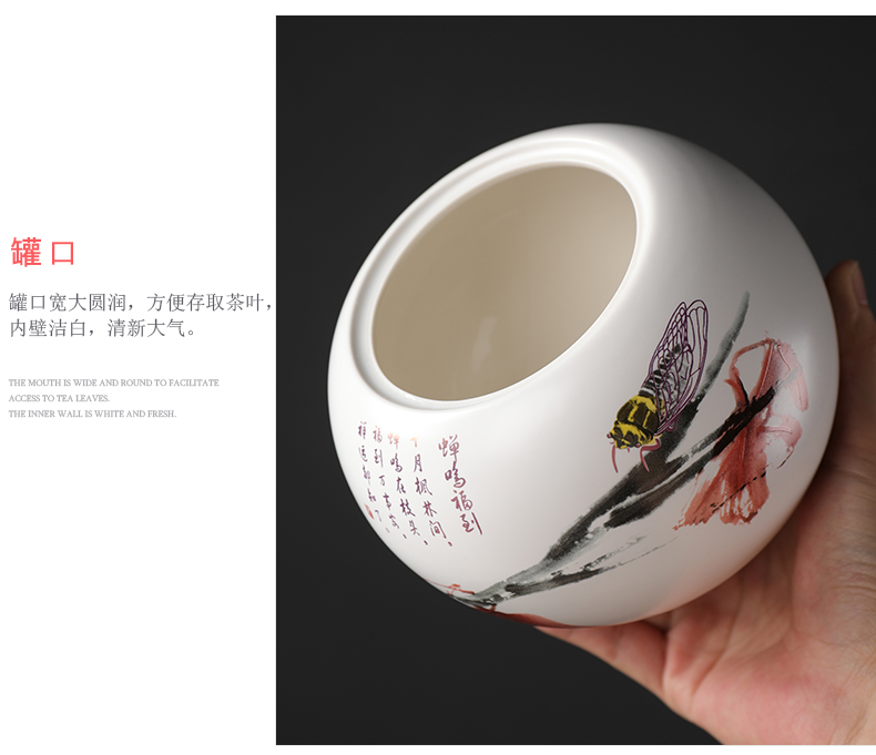 Caddy fixings ceramic big in number of household seal pot longjing green tea pu - erh tea store content box ceramics POTS