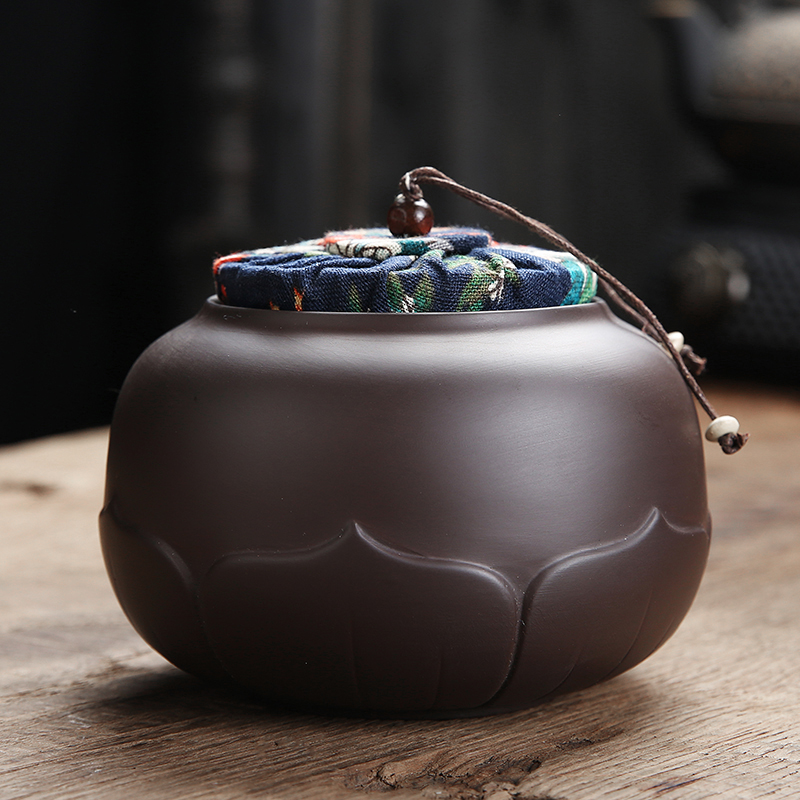 Violet arenaceous caddy fixings household ceramic seal pu - erh tea storage POTS double pot of tea packaging gift box support LOGO custom - made