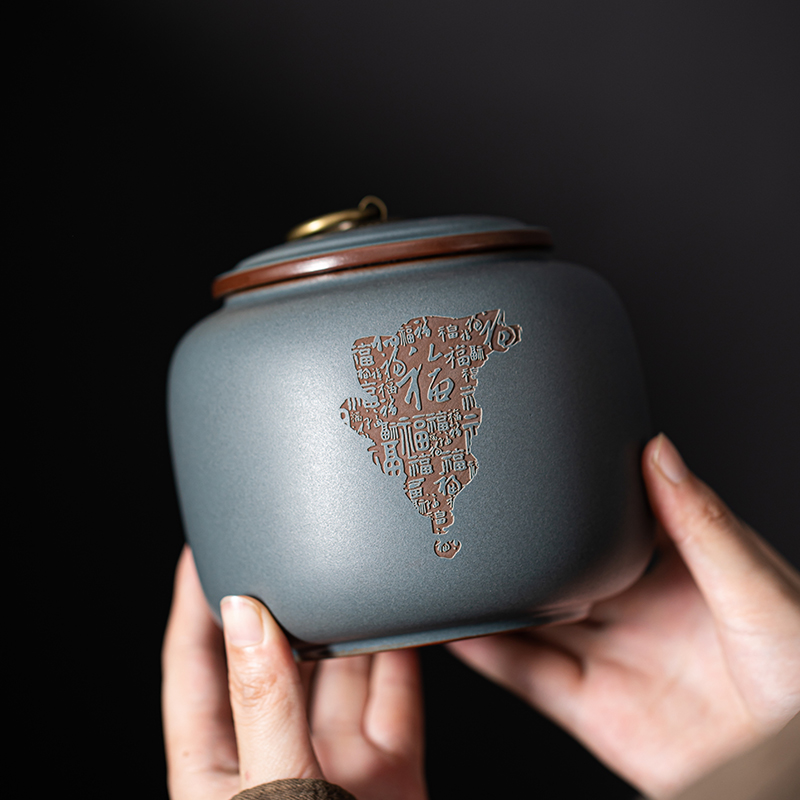 高級紫砂茶缶、プーアル茶缶、家庭用陶器製覚醒茶保存缶、茶樽保存用防湿密封缶