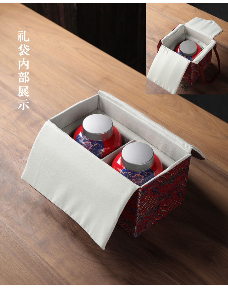 Chinese wind tin packing gift box cover ceramic tea caddy fixings general half jins of green tea, black tea sealed as cans customization