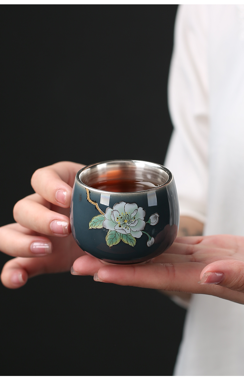 Ceramic tea tasted silver gilding master cup your up, a single cup of large household ji green tea tea cup sample tea cup