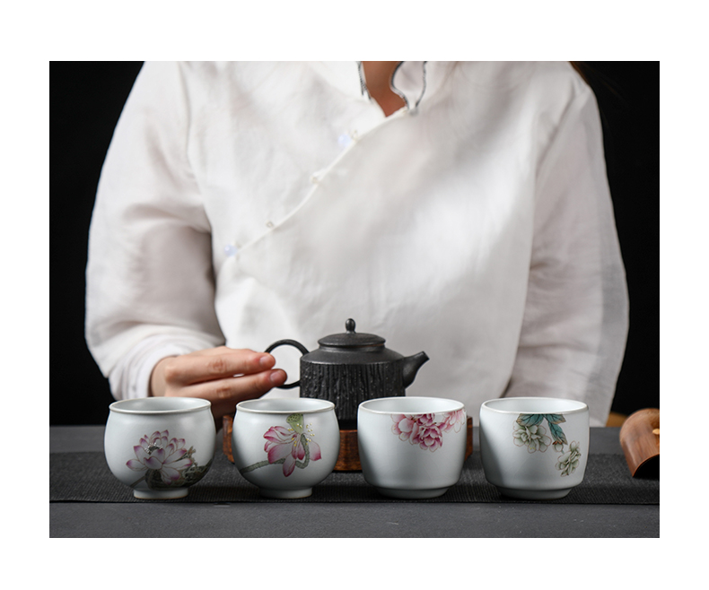 Your up hand - made jingdezhen checking ceramic cups, small single cup sample tea cup kung fu master CPU open for