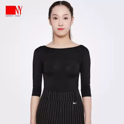 NY na art modern dance clothes BAO WEN one-piece female mid-sleeve Latin Dance Dance suit national standard dance practice competition suit spring and summer