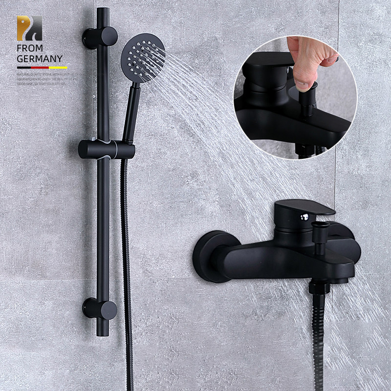 German rock-like European-style shower Easy small family bathroom gonorrhoea shower-lift full copper black hanging wall style shower-Taobao