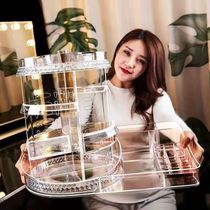 Transparent rotary cosmetic storage box large capacity desktop multilayer mesh red home dresser mouth red shelve