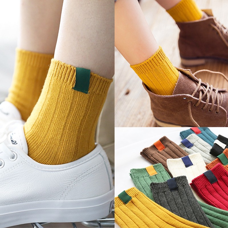 Socks female ins tide spring and autumn mid-length version medium tube socks Japanese orange Korean version college style collocation small white shoes socks i