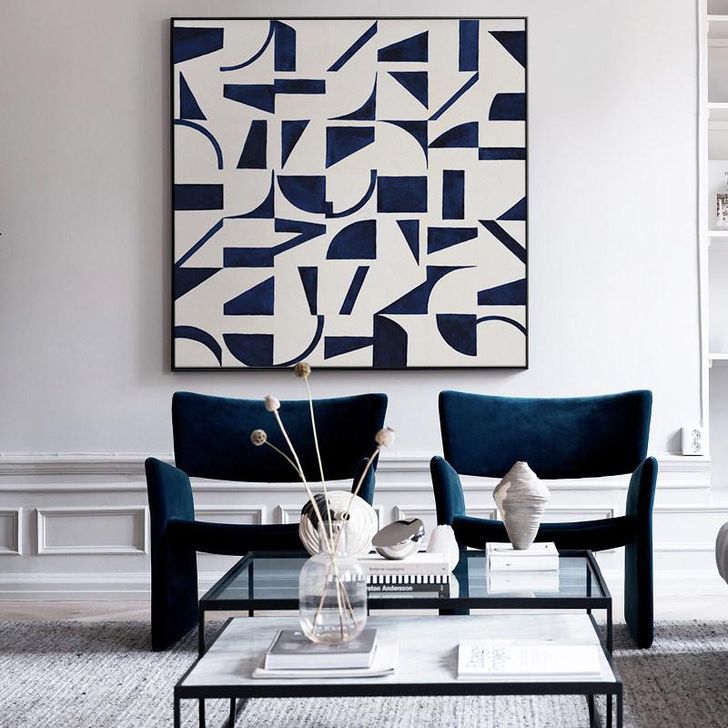 Jellypaint original hand-painted) postmodern large-scale hand-decorated oil painting Nordic abstract blue art painting