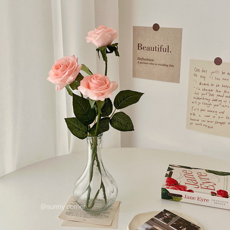 Meta Gas Corner Moisturizing Rose Flowers Fake Flowers in Living Room Bedroom Bedroom Desktop Flower Bouquet Decoration Furnishing Simulation Flower Pendulum