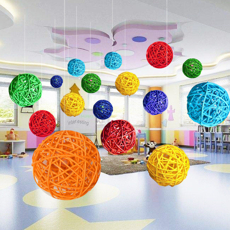 Color rattan ball willow ball round rattan colored ball hanging decoration kindergarten school corridor ceiling diy decorative pendant