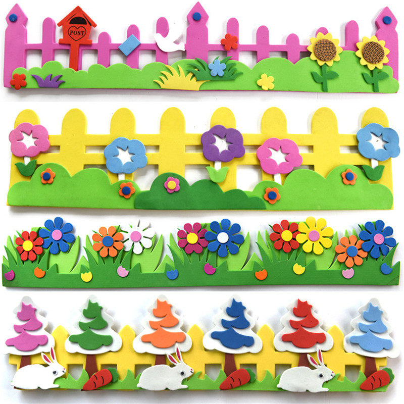 Three-dimensional foam railing wall stickers kindergarten primary school classroom board newspaper class cultural wall border fence creative decoration